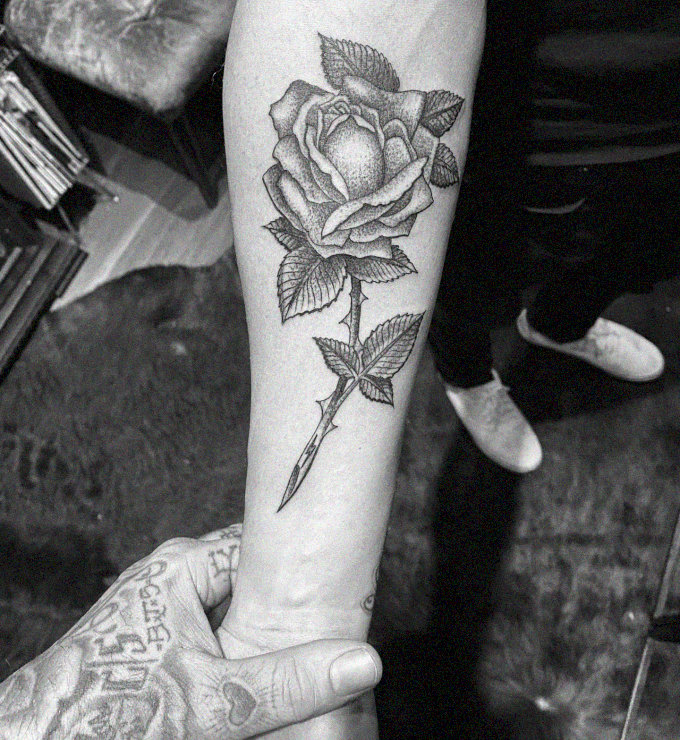 Inked Rose in Embrace