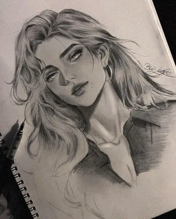 Soulful Sketch of a Graceful Maiden