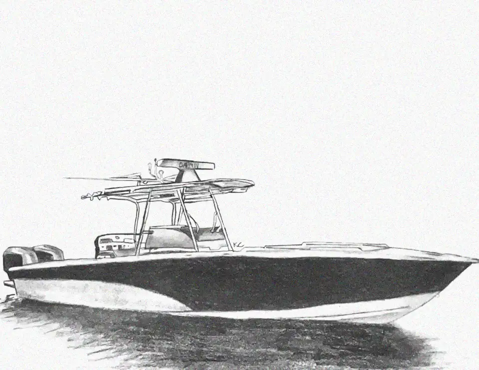 Sketch of a Motorboat in Still Waters