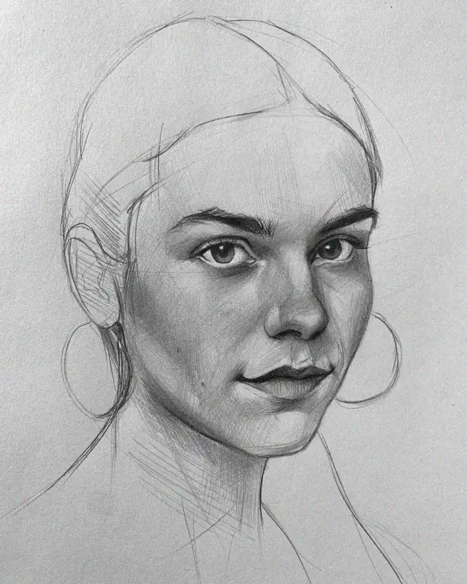 Calm Elegance in Pencil Sketch