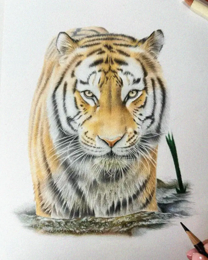 Pencil Portrait of a Majestic Tiger