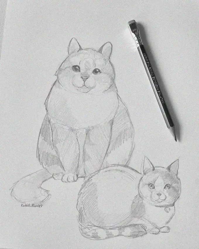 Plump Cats and Pencil by Rabbit_Ruvik
