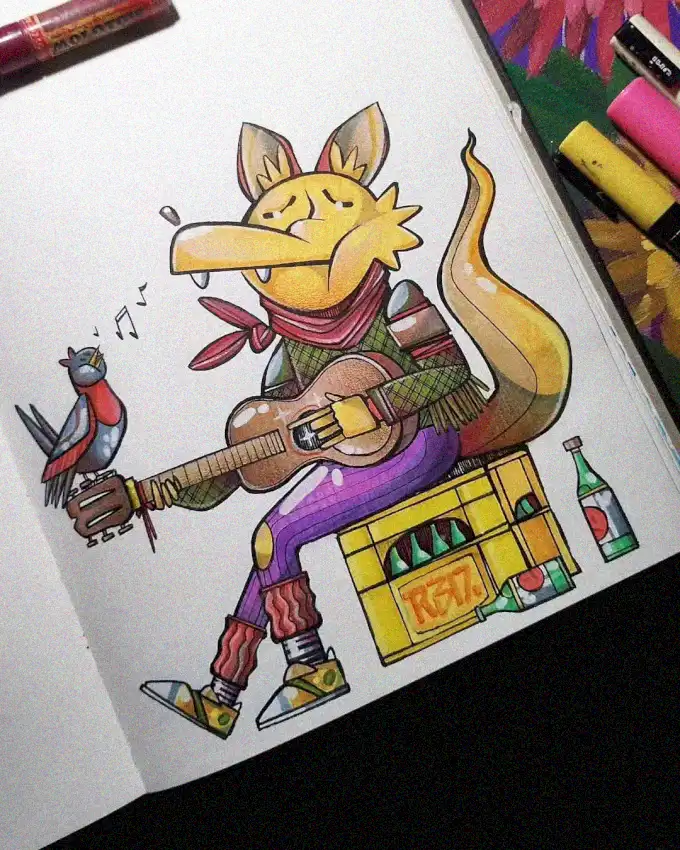Melodious Mates: Kangaroo's Guitar Serenade