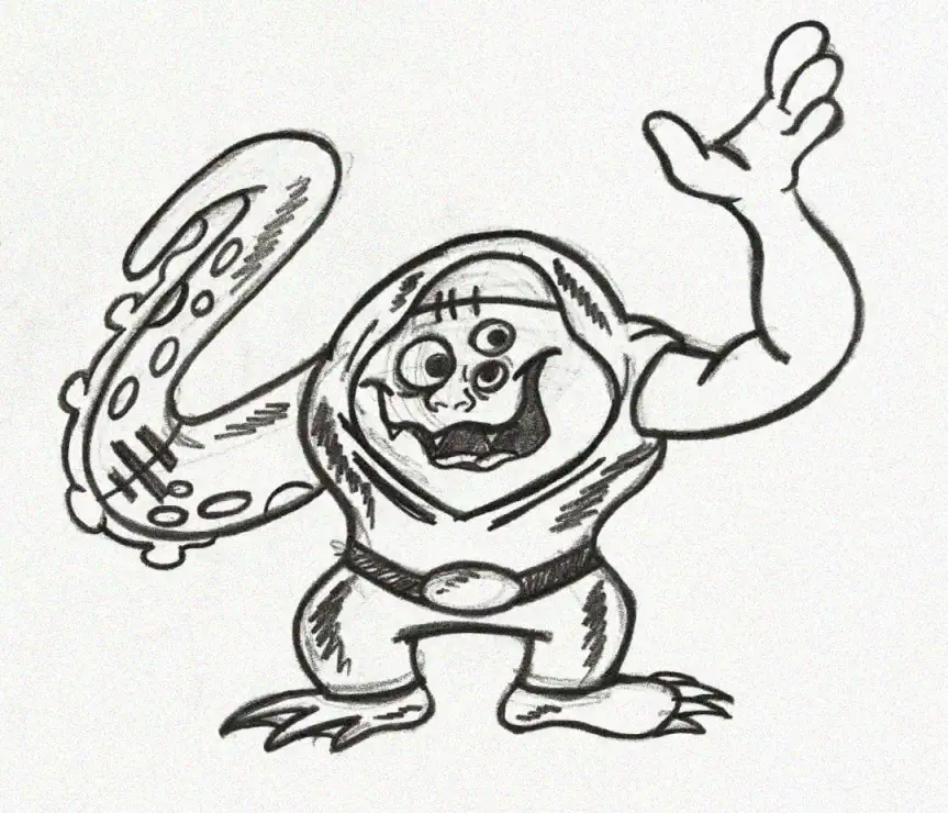 Monster's Enthusiastic Greeting with Shield