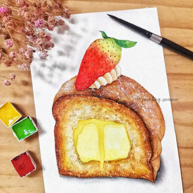 Artistic Reverie of Toast and Strawberry