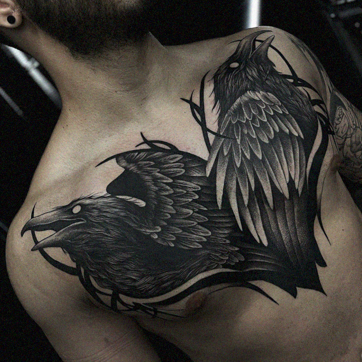 Close-up of Raven Tattoo Mastery