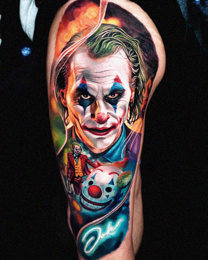 Joker's Kaleidoscope: An Arm Tattoo Journey