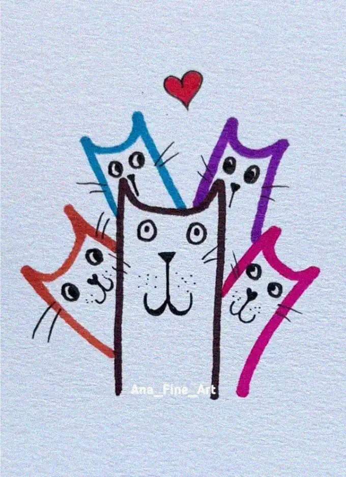 Cats' Symphony Beneath a Red Heart