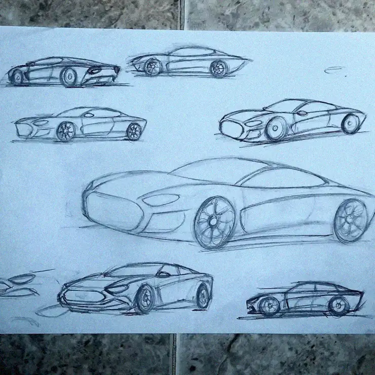 Sketches of Dynamic Sports Car Designs