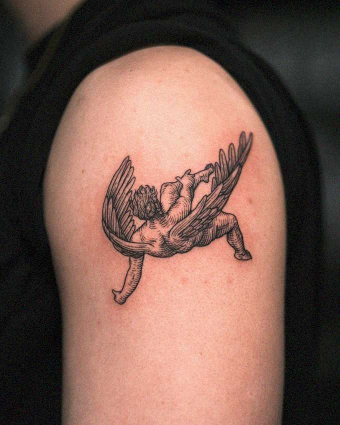 Angel Wings Embracing the Upper Arm