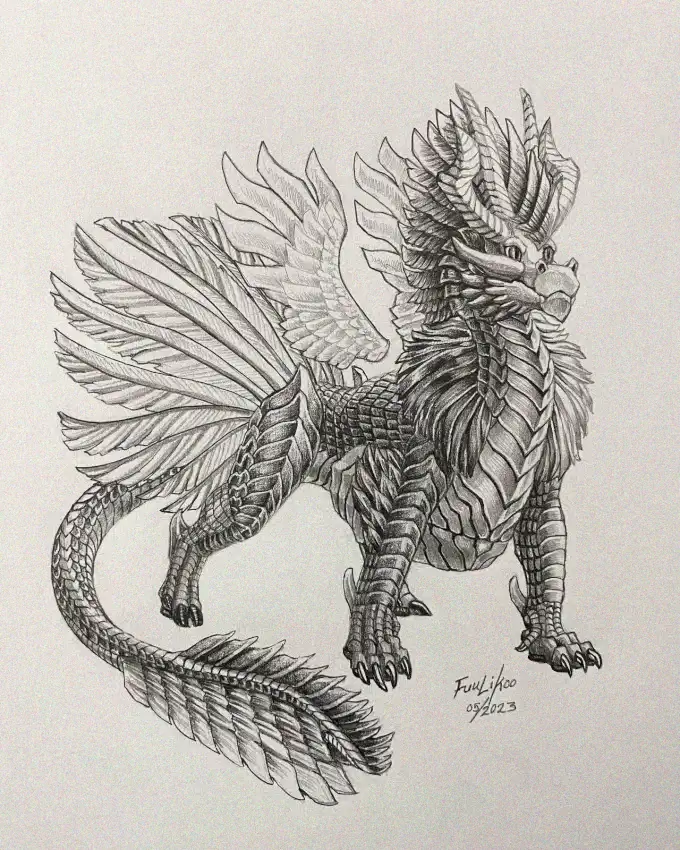 Majestic Dragon Illustrated in Delicate Pencil