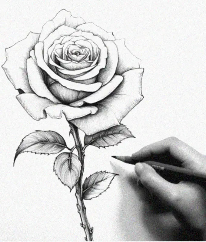 Sketching the Beauty of a Rose