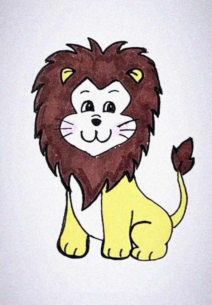 Cheery Cartoon Lion Sketch