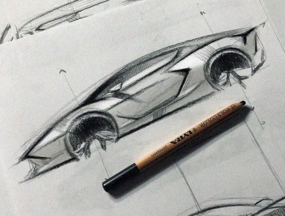 Pencil and Paper: Crafting Futuristic Cars