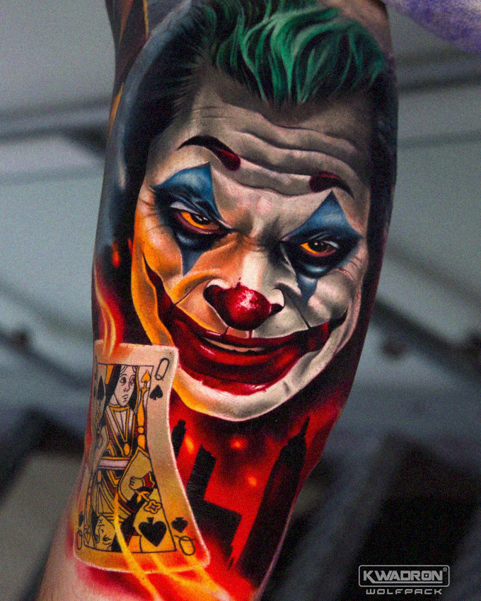 Vivid Joker Tattoo with Playing Card