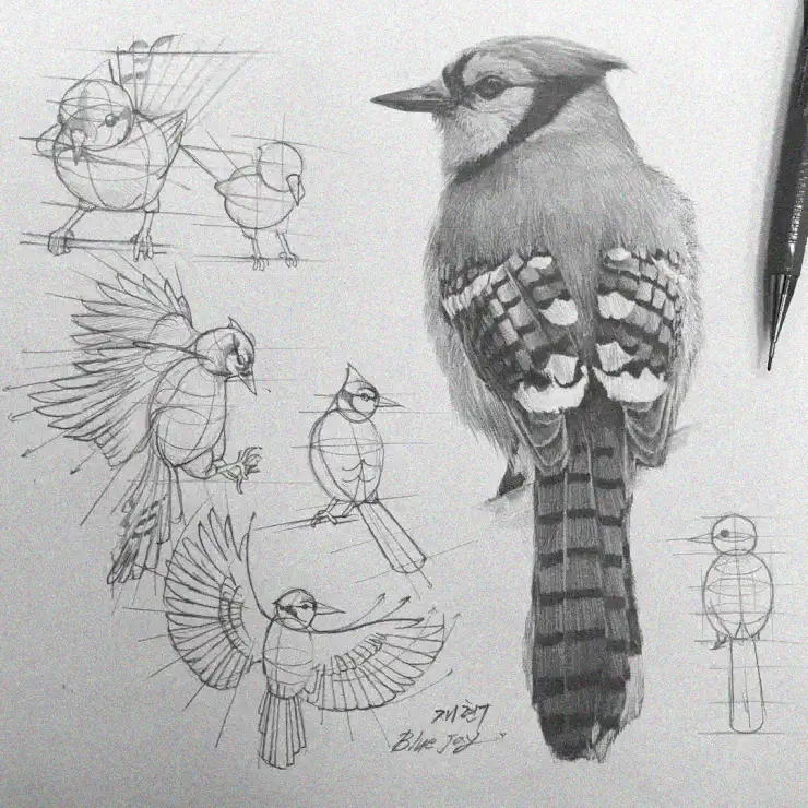 Sketching the Blue Jay in Motion