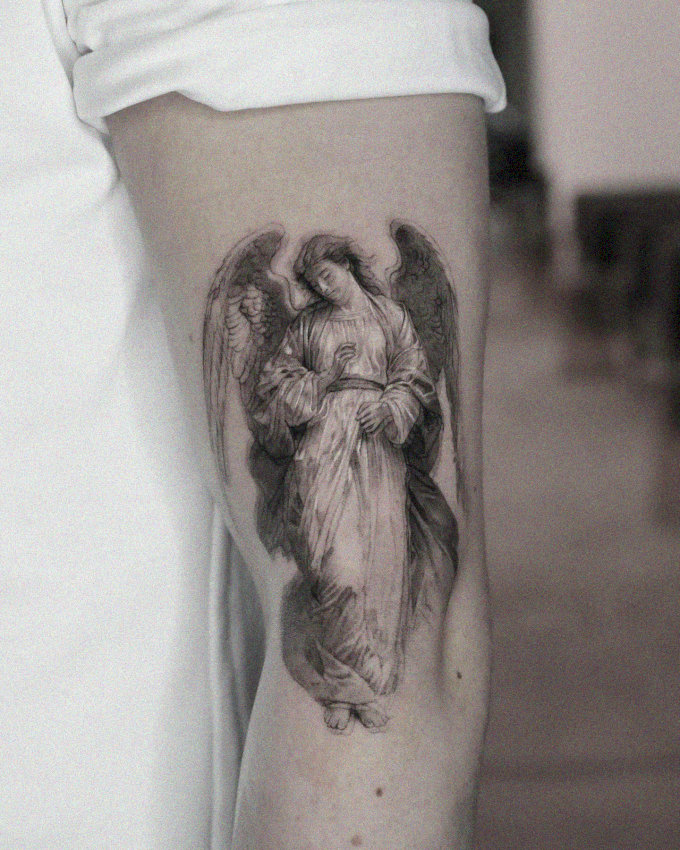 Black and White Angel Tattoo Story