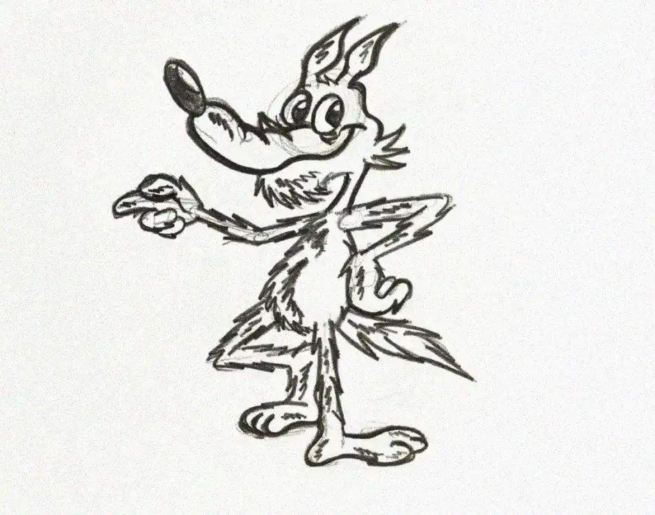 Coyote Charades in Monochrome Sketch
