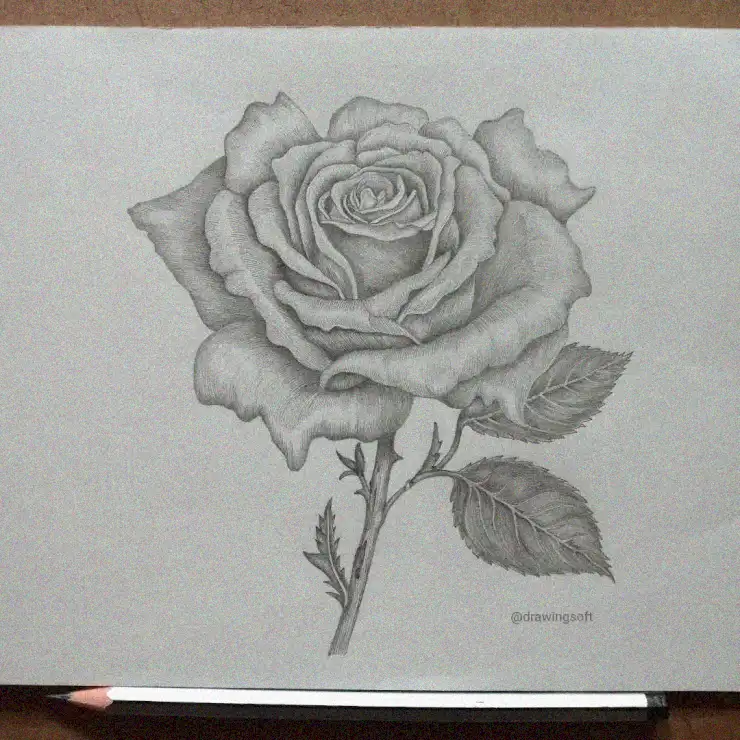 Textured Elegance of a Sketched Rose