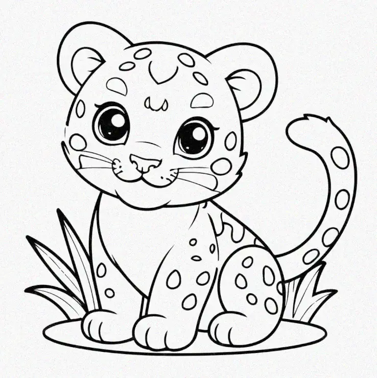 Spotted Leopard Cub Amidst the Grass