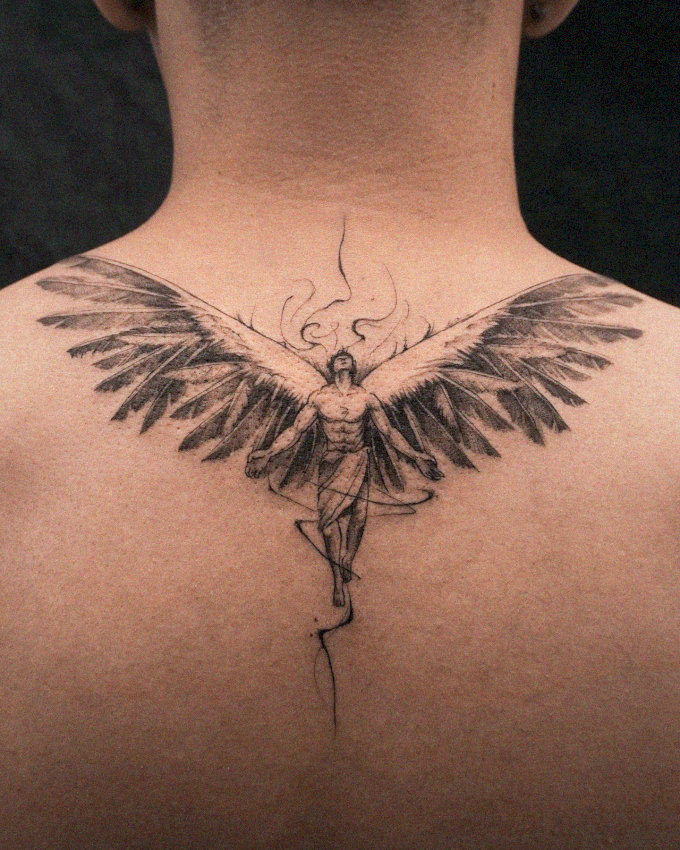 Angelic Wings Tattoo Gracefully Detailed