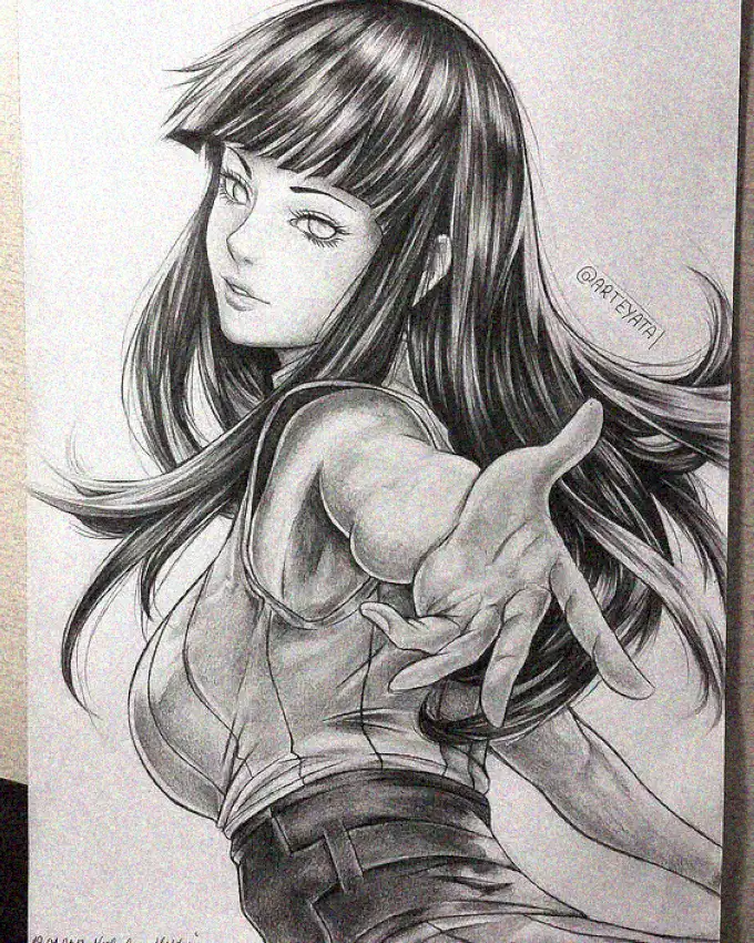 Anime Girl's Touch Through Sketch"