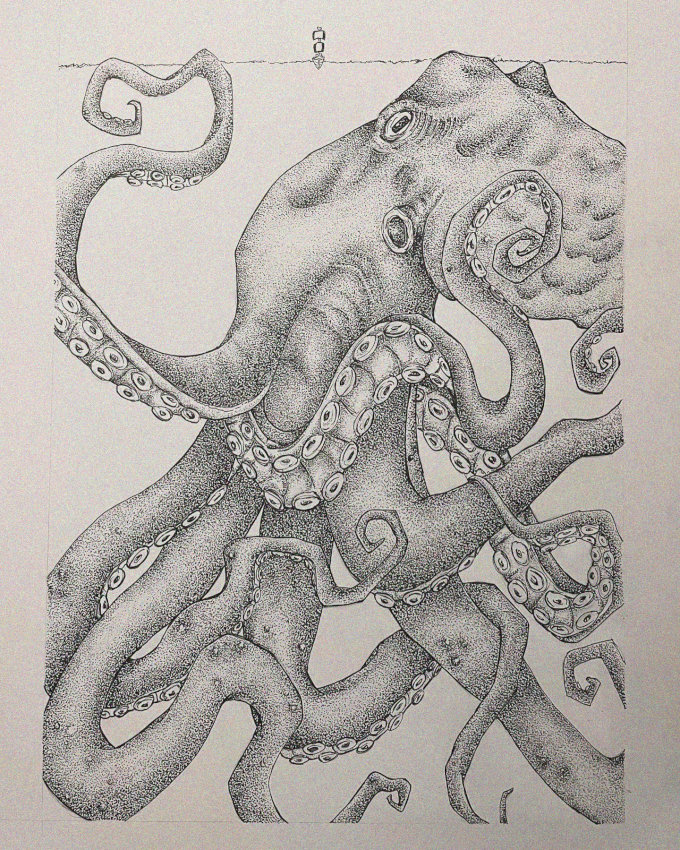 Octopus Embrace in Monochrome Detail