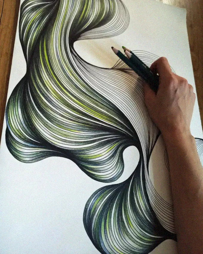 Dancing Lines in Green and Black