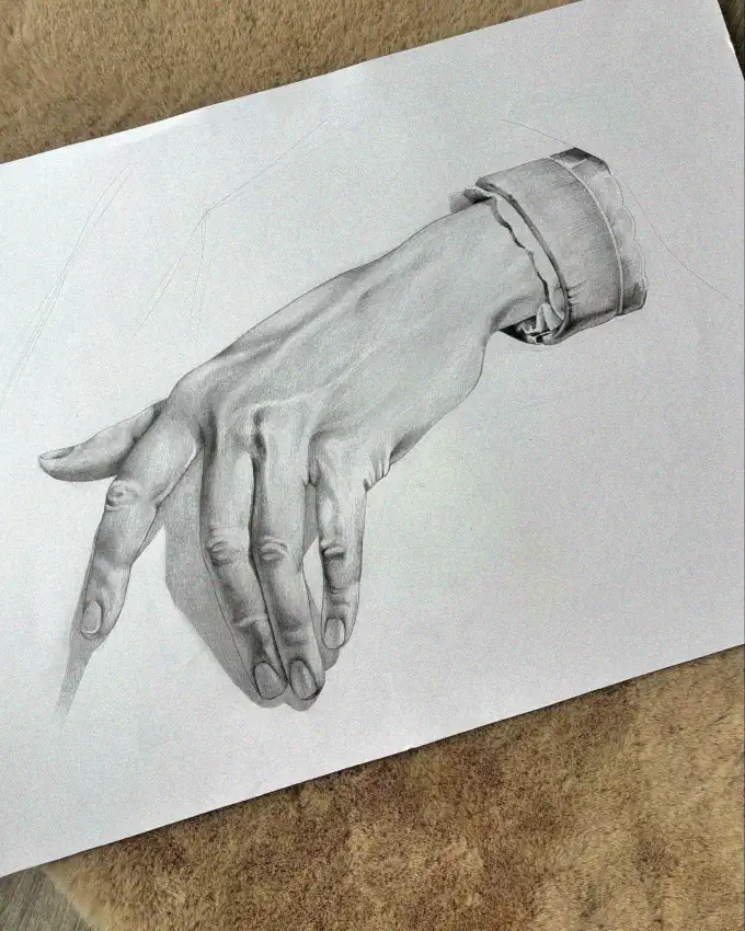 Dangling Hand in Pencil Intimacy