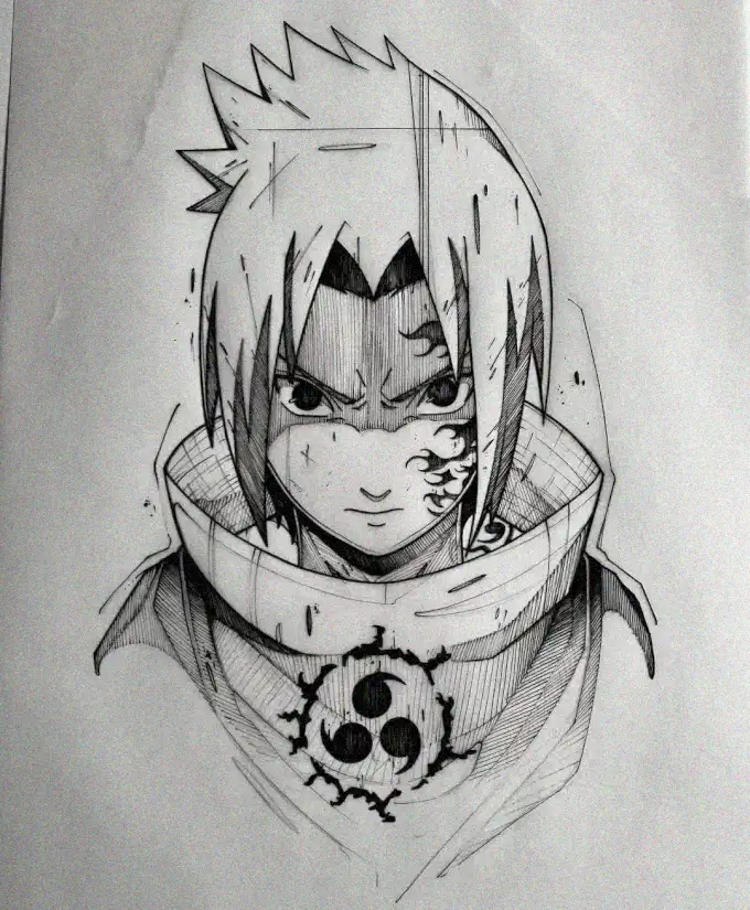 Anime Vigilante in Monochrome Sketch