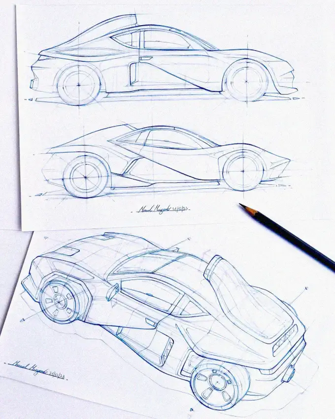 Precision in Sports Car Sketches