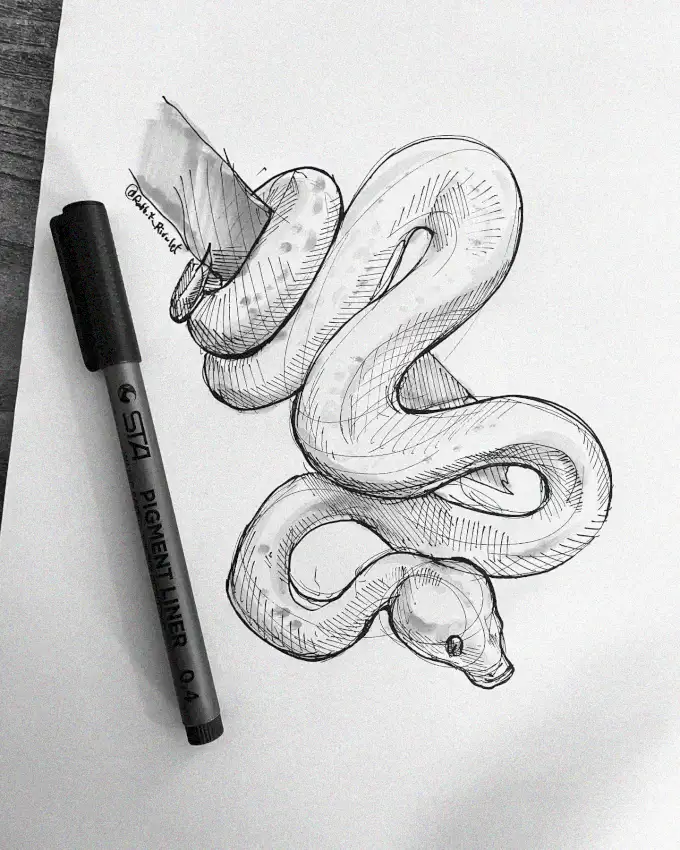 Coiled Serpent: A Pen Artistry Symphony