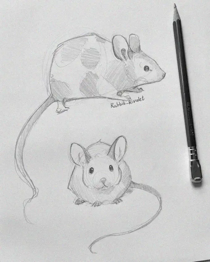 Chubby Rodents Charm in Pencil Sketch