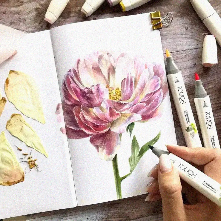 Vibrant Petals: The Marker Pen Creativity