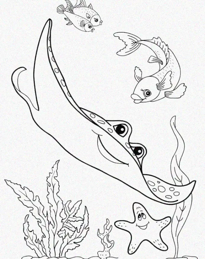 Stingray Odyssey: A Marine Coloring Journey