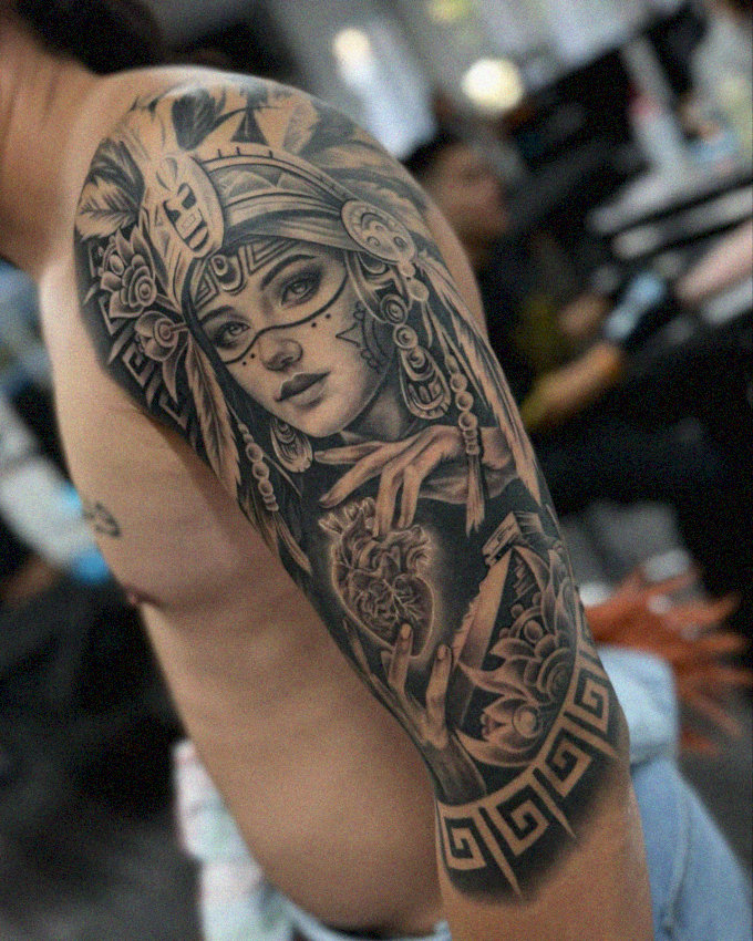 Inked Elegance: Lady of Ornamental Splendor