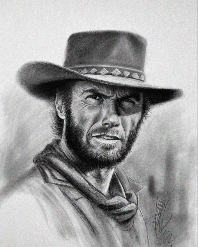 Stern Cowboy Contours in Charcoal