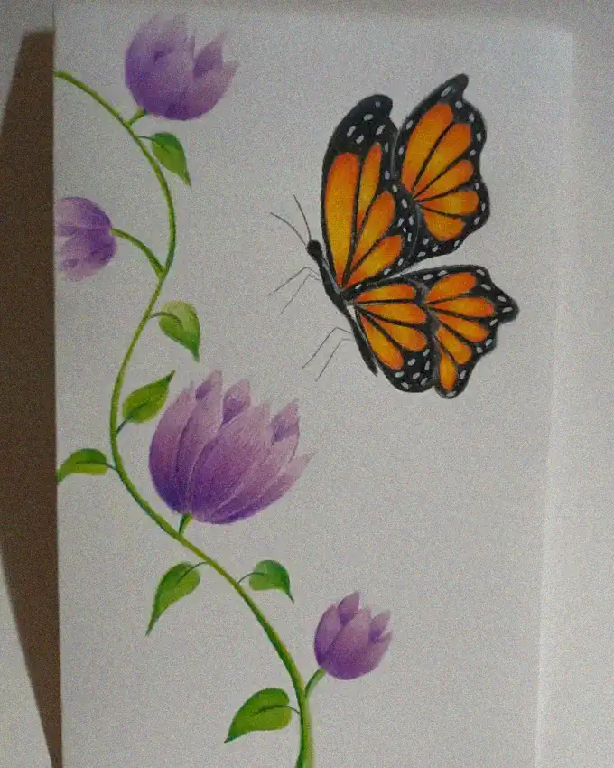 Butterfly Among Purple Blooms