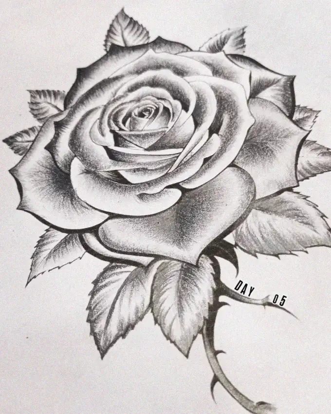 Day Five Rose in Pencil