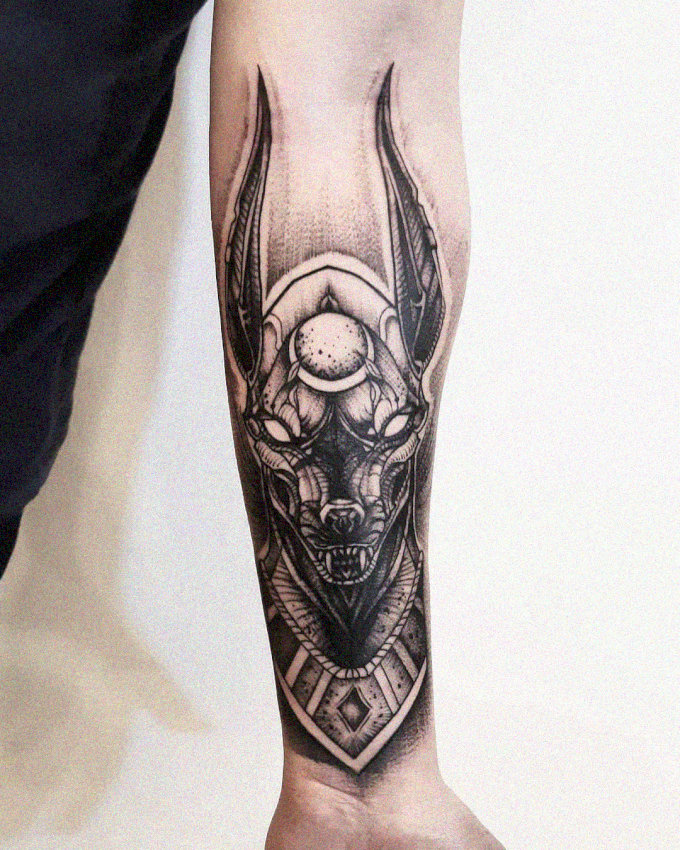 Intricate Animal Skull Tattoo in Noir