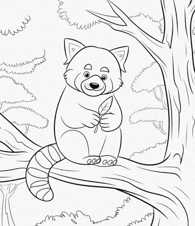 Raccoon's Leafy Retreat in the Forest